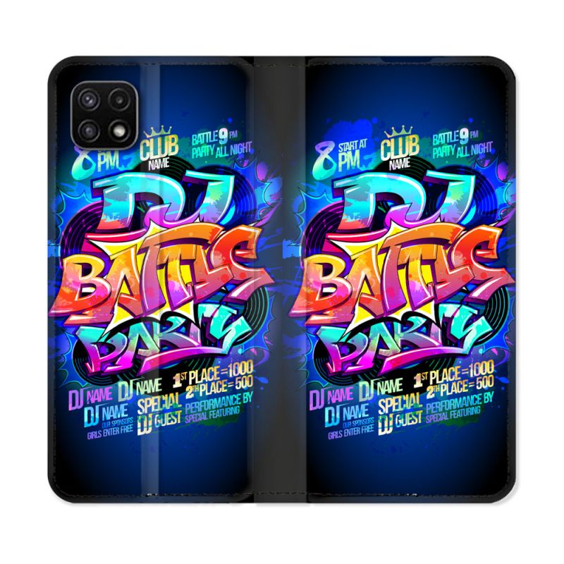 Housse cuir portefeuille Pour Samsung Galaxy A22 5G Street Art Rap