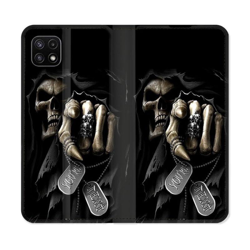 Housse cuir portefeuille Pour Samsung Galaxy A22 5G Tete de Mort Your Next