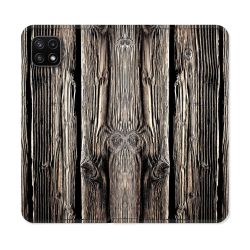 Housse cuir portefeuille Pour Samsung Galaxy A22 5G Texture Bois