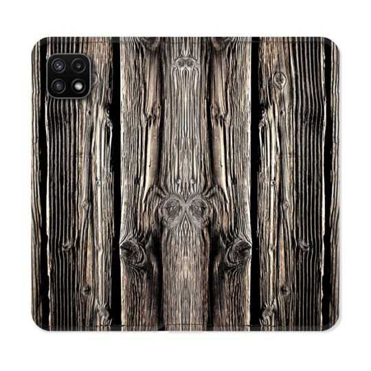 Housse cuir portefeuille Pour Samsung Galaxy A22 5G Texture Bois