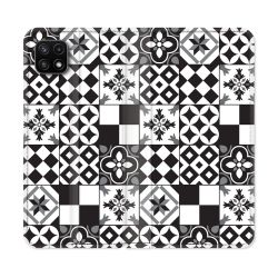 Housse cuir portefeuille Pour Samsung Galaxy A22 5G Texture Carreau Ciment Noir