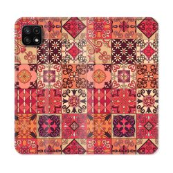 Housse cuir portefeuille Pour Samsung Galaxy A22 5G Texture Carreau Ciment Rouge