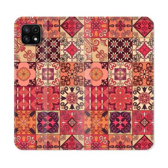 Housse cuir portefeuille Pour Samsung Galaxy A22 5G Texture Carreau Ciment Rouge