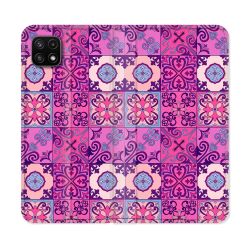 Housse cuir portefeuille Pour Samsung Galaxy A22 5G Texture Carreau Ciment Violet