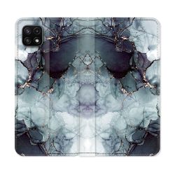 Housse cuir portefeuille Pour Samsung Galaxy A22 5G Texture Marbre Gris