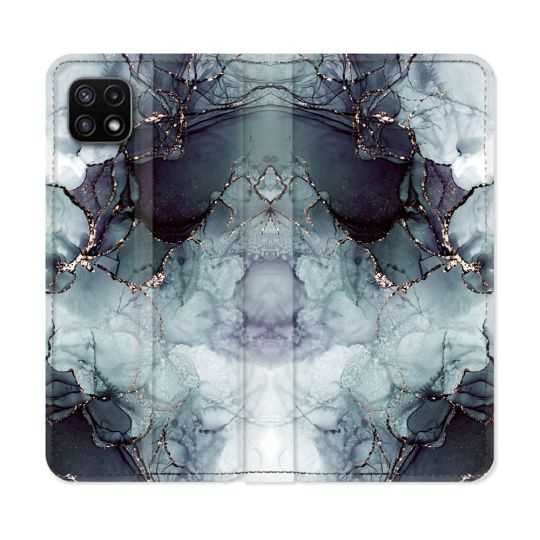 Housse cuir portefeuille Pour Samsung Galaxy A22 5G Texture Marbre Gris