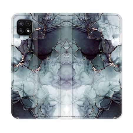 Housse cuir portefeuille Pour Samsung Galaxy A22 5G Texture Marbre Gris