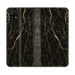 Housse cuir portefeuille Pour Samsung Galaxy A22 5G Texture Marbre Noir