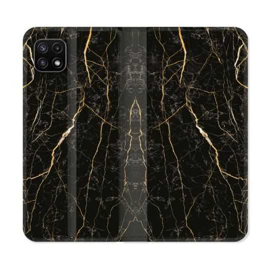 Housse cuir portefeuille Pour Samsung Galaxy A22 5G Texture Marbre Noir