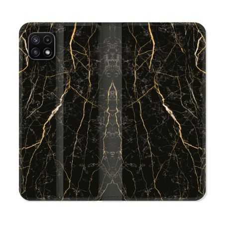Housse cuir portefeuille Pour Samsung Galaxy A22 5G Texture Marbre Noir