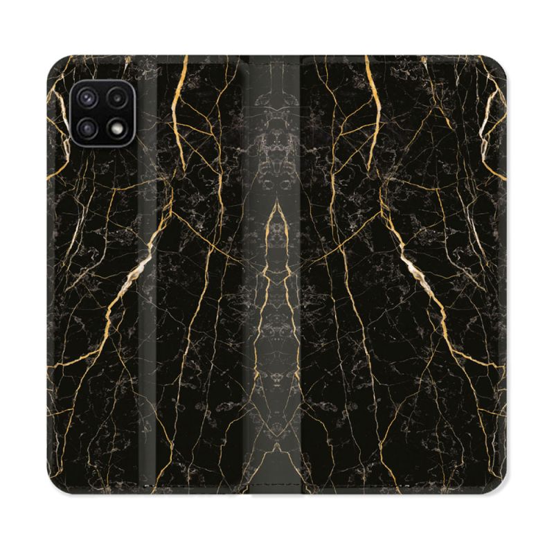 Housse cuir portefeuille Pour Samsung Galaxy A22 5G Texture Marbre Noir