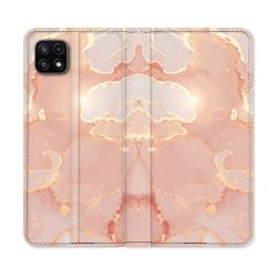 Housse cuir portefeuille Pour Samsung Galaxy A22 5G Texture Marbre Rose