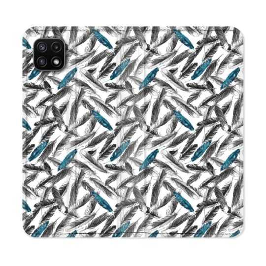 Housse cuir portefeuille Pour Samsung Galaxy A22 5G Texture Plume Canard