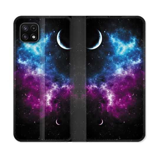 Housse cuir portefeuille Pour Samsung Galaxy A22 5G Univers Bleu Violet