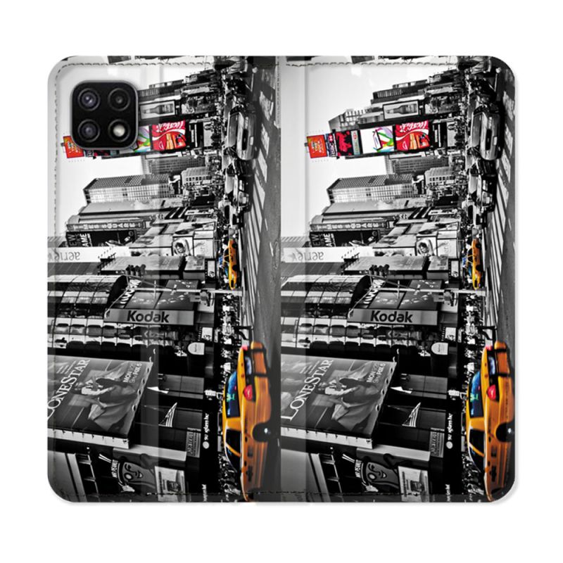 Housse cuir portefeuille Pour Samsung Galaxy A22 5G Voyage Amerique USA New York Taxi