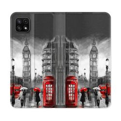 Housse cuir portefeuille Pour Samsung Galaxy A22 5G Voyage Angleterre Londres Vintage