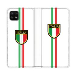 Housse cuir portefeuille Pour Samsung Galaxy A22 5G Voyage Italie 3 Blanc