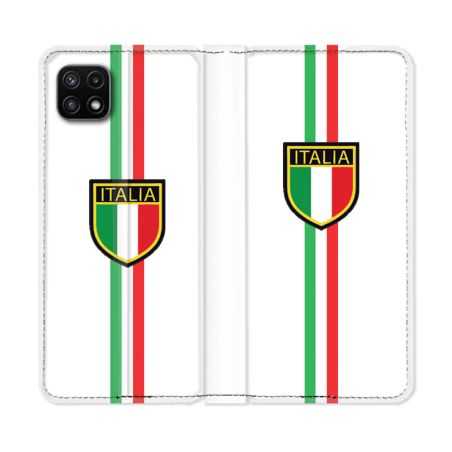 Housse cuir portefeuille Pour Samsung Galaxy A22 5G Voyage Italie 3 Blanc