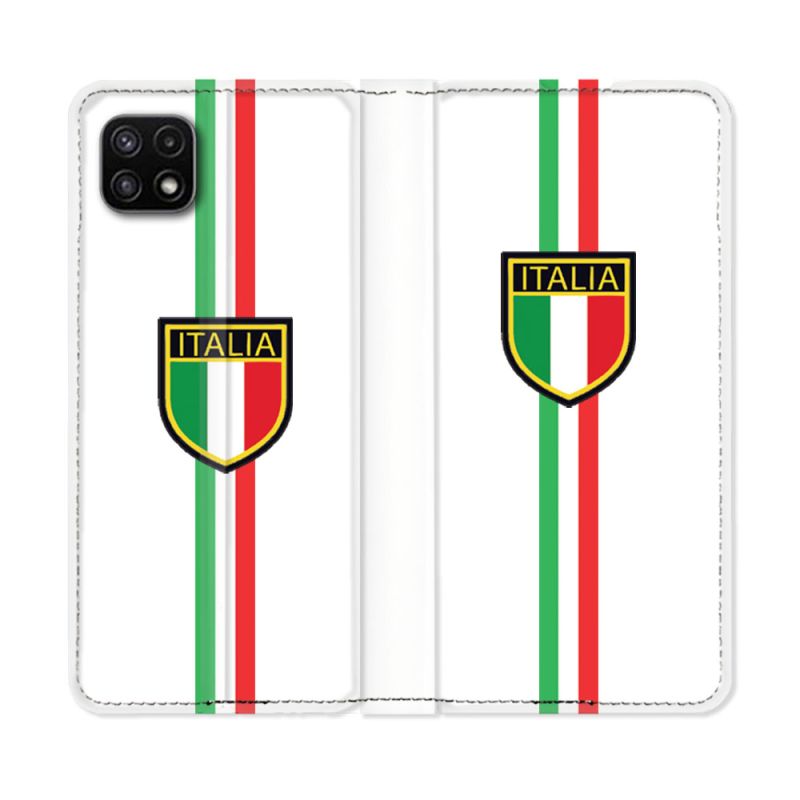 Housse cuir portefeuille Pour Samsung Galaxy A22 5G Voyage Italie 3 Blanc
