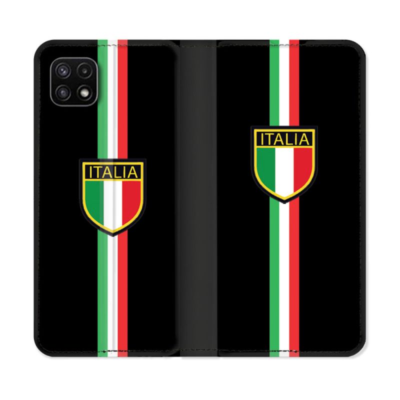 Housse cuir portefeuille Pour Samsung Galaxy A22 5G Voyage Italie 3 Noir