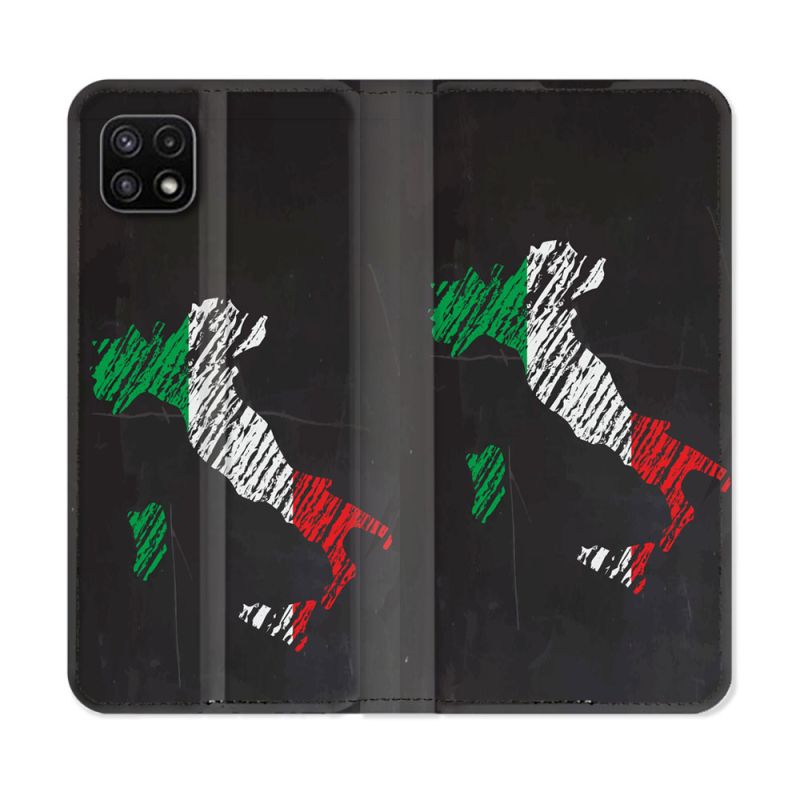 Housse cuir portefeuille Pour Samsung Galaxy A22 5G Voyage Italie Botte