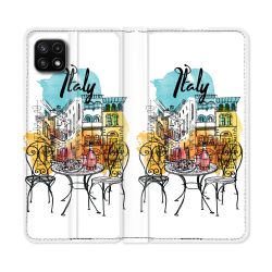 Housse cuir portefeuille Pour Samsung Galaxy A22 5G Voyage Italie Vintage