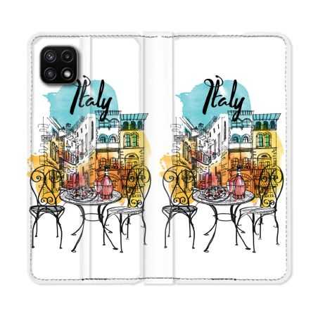 Housse cuir portefeuille Pour Samsung Galaxy A22 5G Voyage Italie Vintage