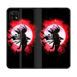 Housse cuir portefeuille Pour Samsung Galaxy A22 5G Voyage Japon Samourai