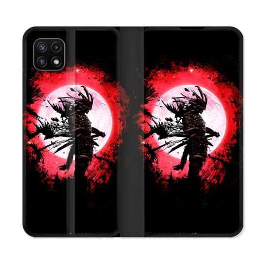 Housse cuir portefeuille Pour Samsung Galaxy A22 5G Voyage Japon Samourai