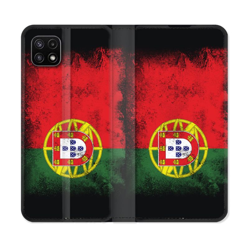Housse cuir portefeuille Pour Samsung Galaxy A22 5G Voyage Portugal Drapeau