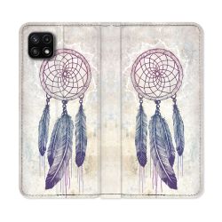 Housse cuir portefeuille Pour Samsung Galaxy A22 5G Zen Attrape Reve Blanc