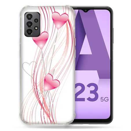 Coque Pour Samsung Galaxy A23 5G Amour Coeur Rose Montant sur Blanc