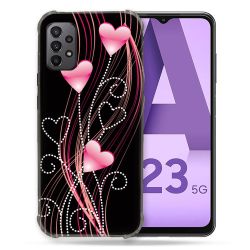 Coque Pour Samsung Galaxy A23 5G Amour Coeur Rose Montant sur Noir