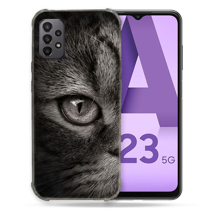 Coque Pour Samsung Galaxy A23 5G Animal Chat Gris