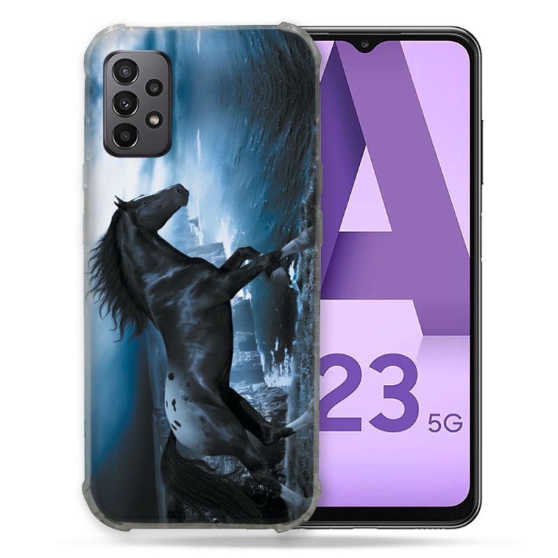 Coque Pour Samsung Galaxy A23 5G Animal Cheval Noir