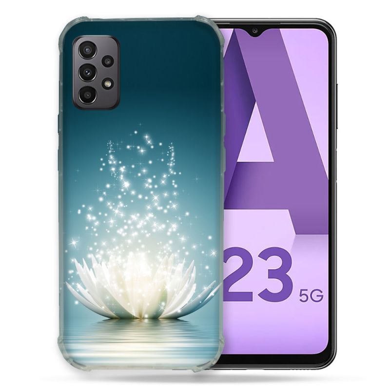 Coque Pour Samsung Galaxy A23 5G Fleur Lotus Blanc
