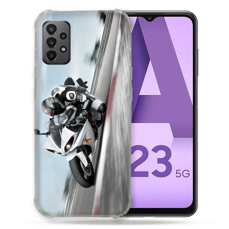 Coque Pour Samsung Galaxy A23 5G Moto Course GP Blanche