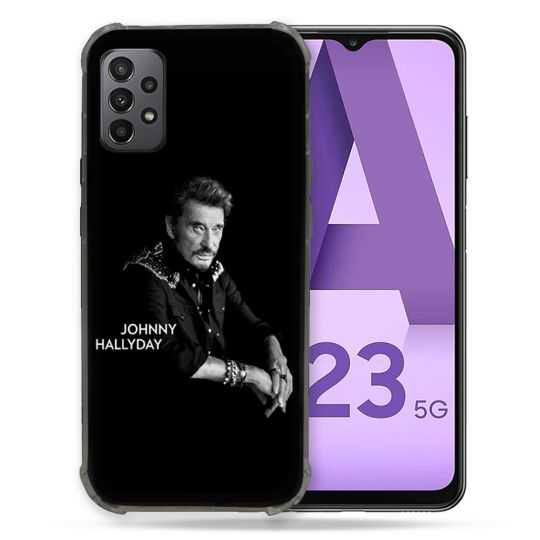 Coque Pour Samsung Galaxy A23 5G Musique Johnny Hallyday Noir