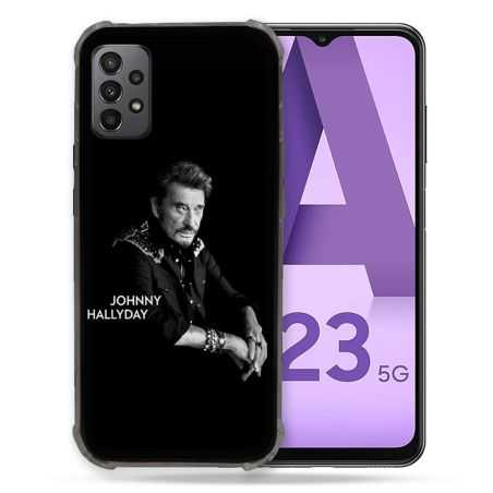 Coque Pour Samsung Galaxy A23 5G Musique Johnny Hallyday Noir