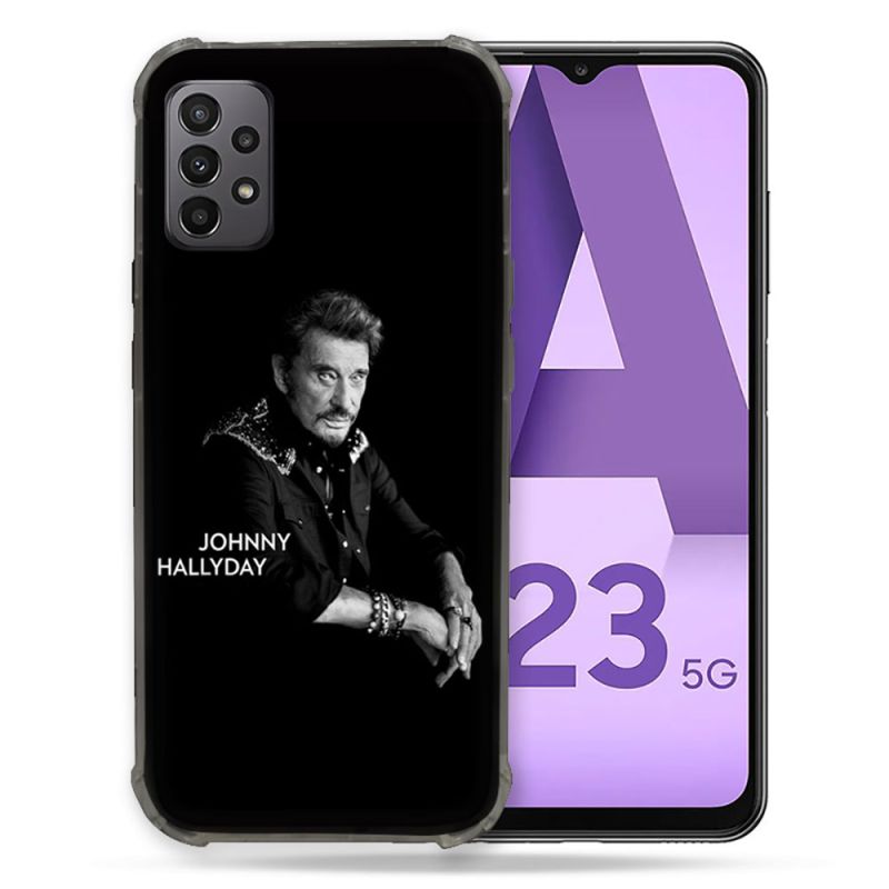 Coque Pour Samsung Galaxy A23 5G Musique Johnny Hallyday Noir