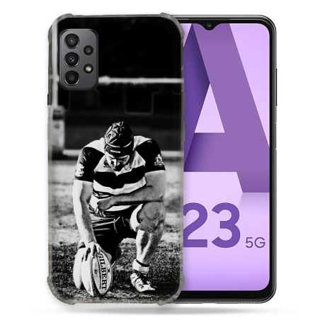 Coque Pour Samsung Galaxy A23 5G Sport Rugby Noir Blanc