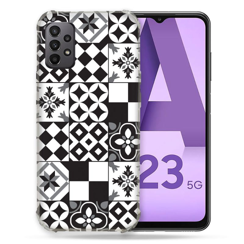 Coque Pour Samsung Galaxy A23 5G Texture Carreau Ciment Noir