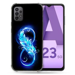 Coque Pour Samsung Galaxy A23 5G Texture Plume Infini Bleu
