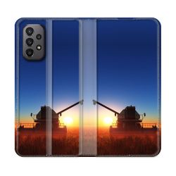 Housse cuir portefeuille Pour Samsung Galaxy A23 5G Agriculture Moissonneuse Soleil