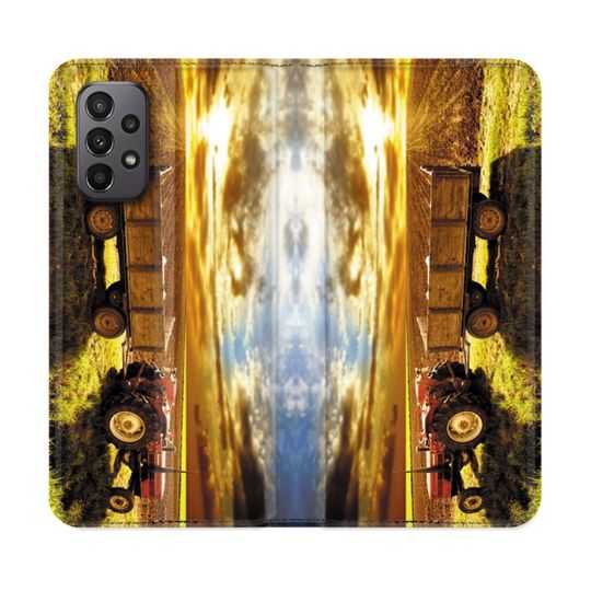 Housse cuir portefeuille Pour Samsung Galaxy A23 5G Agriculture Tracteur Color