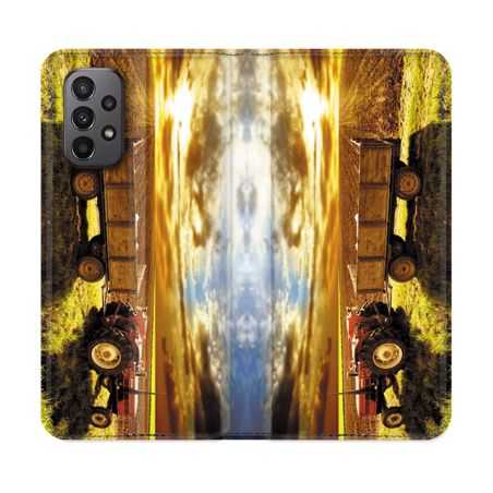 Housse cuir portefeuille Pour Samsung Galaxy A23 5G Agriculture Tracteur Color