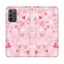 Housse cuir portefeuille Pour Samsung Galaxy A23 5G Amour Ptis Coeurs