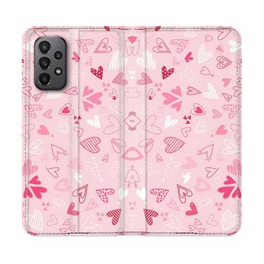 Housse cuir portefeuille Pour Samsung Galaxy A23 5G Amour Ptis Coeurs