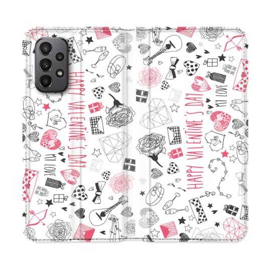 Housse cuir portefeuille Pour Samsung Galaxy A23 5G Amour Valentines