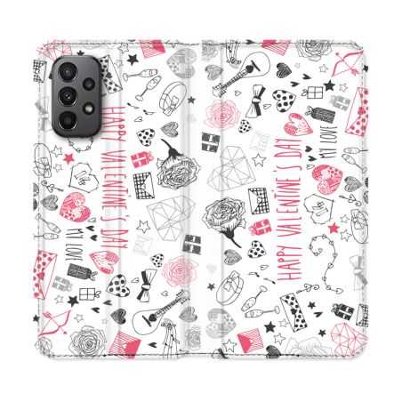 Housse cuir portefeuille Pour Samsung Galaxy A23 5G Amour Valentines